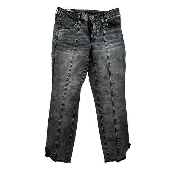 American Eagle Outfitters Denim - American Eagle Next Level Stretch Ankle Short Crop Black Distressed Jeans